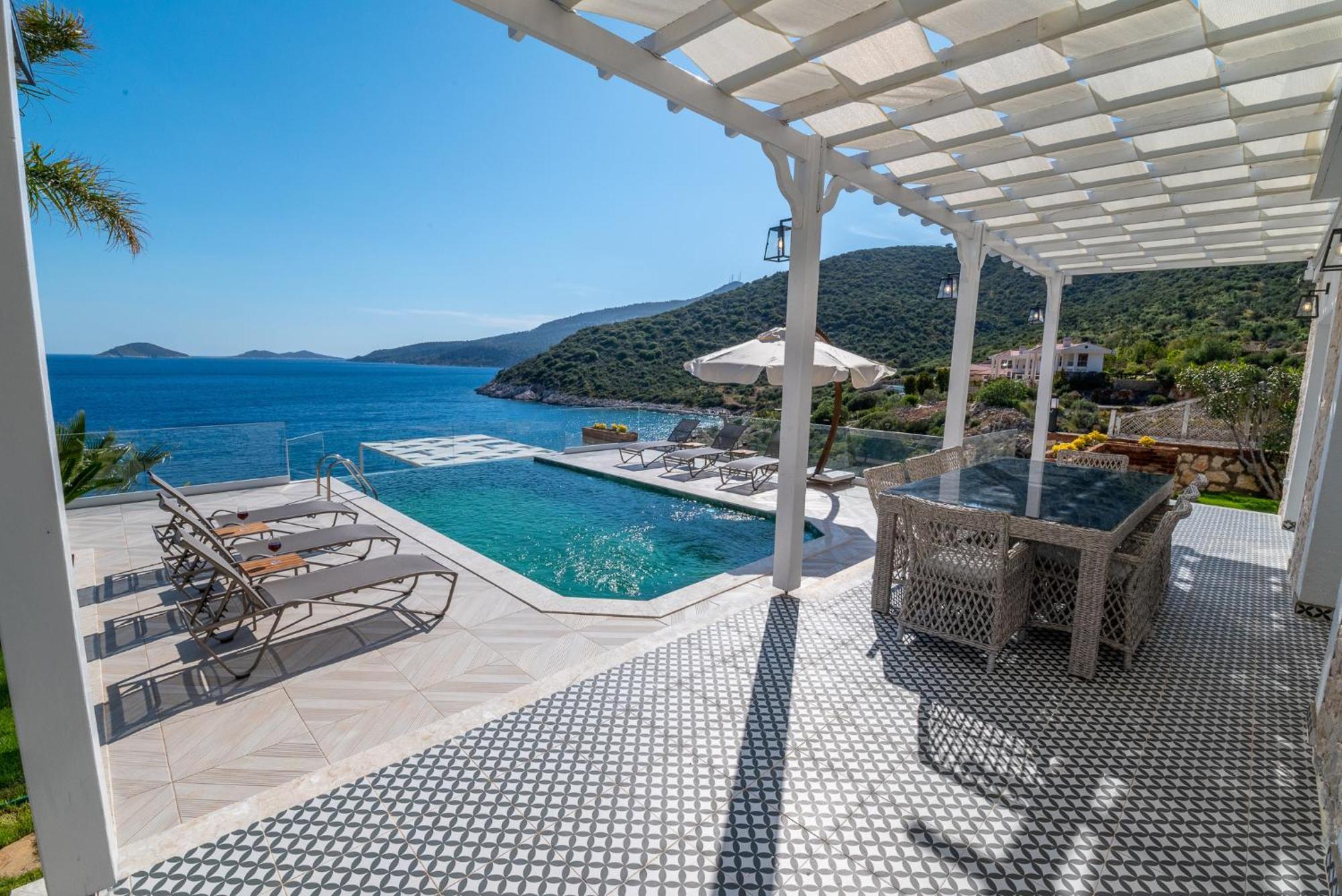 Beachfront White Villa With Private Swimming Pool Калкан Экстерьер фото
